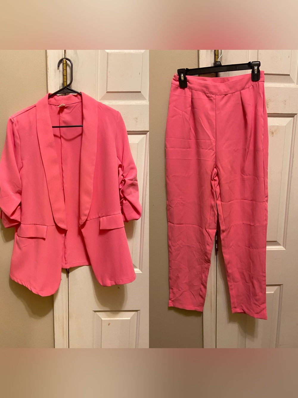 Women's Hot Pink Dress Suite Set With Pants & Blazer Jacket